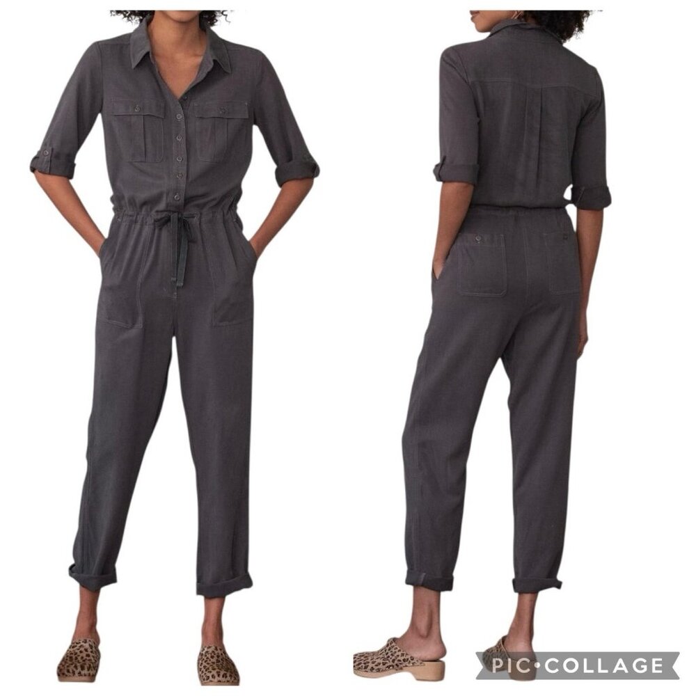 Sundance Women’s All Roads Jumpsuit Size P Small Gray 3/4 Sleeves Pockets - Picture 1 of 16